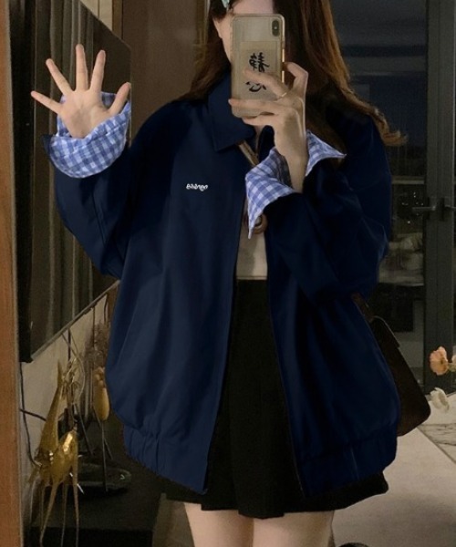 【Munsingwear 】無地×チェック ストレッチ リバーシブルブルゾン Munsingwear 】無地×チェック ストレッチ リバーシブルブルゾン