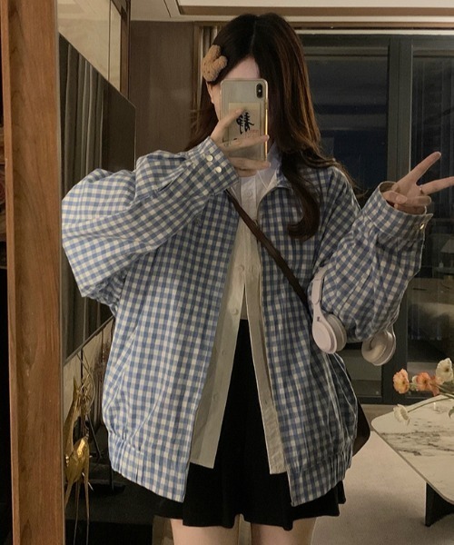 LACーVERT ブルゾン アウター 「2WAY」リバーシブル 無地/チェック柄