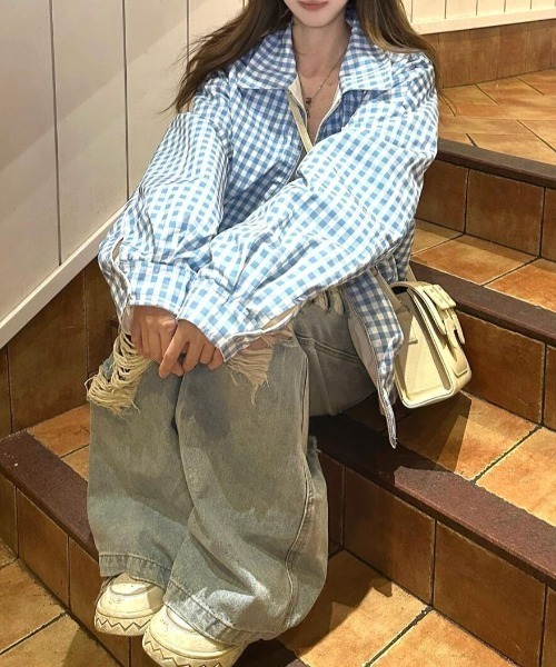 ブルゾン アウター 「2WAY」リバーシブル　無地/チェック柄ブルゾン レディース | LACーVERT | 03