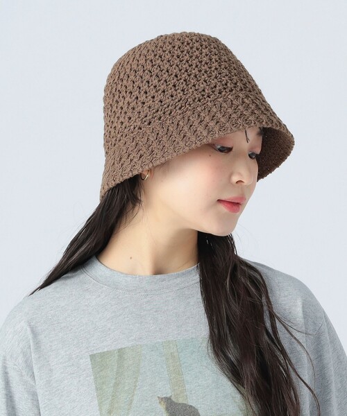 BEAMS HEART 帽子 ハット 鍵編み風 クロシェハット レディース