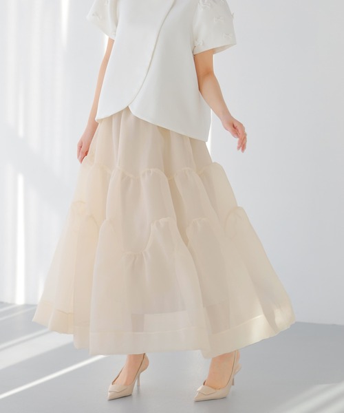 Fit more（フィットモア） スカート クリンクルシアーオーガンジー