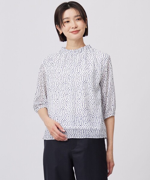 tシャツ 「洗える」hand drawn dots ボトルネック カットソー レディース