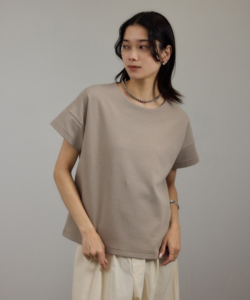 tシャツ 「WEB限定」フレンチスリーブポンチTシャツ「太ボーダー/無地」 レディース SALON adam et rope' tシャツ 「WEB限定」フレンチスリーブ
