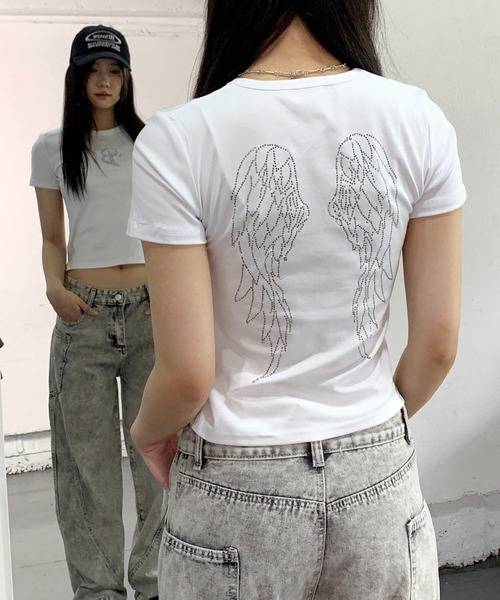 lilful tシャツ 半袖 「新色ブラック追加！」羽モチーフ ライン