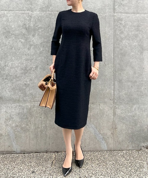 JENNE ワンピース(7分袖) タイト　ネイビー JENNE」 7分袖ワンピース LARGE ネイビー レディース : ZOZOTOWN Yahoo