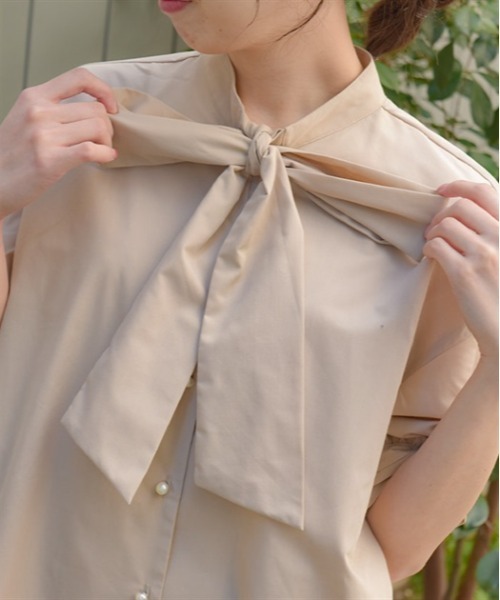 axes femme ブラウス シャツ ビッグリボン半袖ブラウス