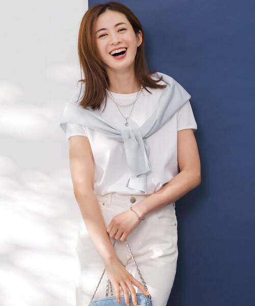 tシャツ 「汗じみ防止/速乾性」フレンチスリーブ  IT Tシャツ レディース 23区 tシャツ 「汗じみ防止/速乾性」フレンチスリーブ IT T