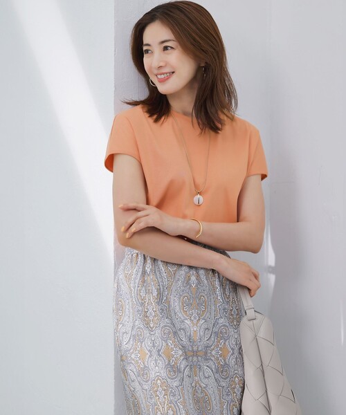 tシャツ 「汗じみ防止/速乾性」フレンチスリーブ  IT Tシャツ レディース 23区 tシャツ 「汗じみ防止/速乾性」フレンチスリーブ IT T