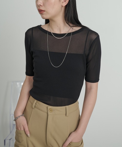Aunt Marie's tシャツ シアーハーフスリーブTシャツ レディース