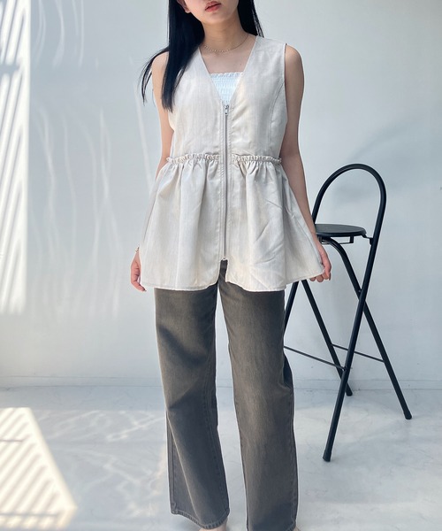 AS KNOW AS（アズノゥアズ） ベスト ジレ ○ぺプラムジップVネック