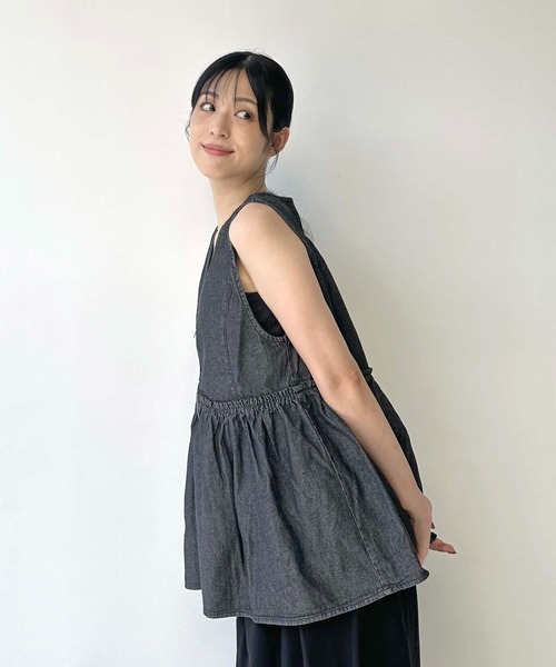 ánuans ペプラムジレブラック　新品未使用 AS KNOW ベスト ジレ ○ぺプラムジップVネックベスト レディース