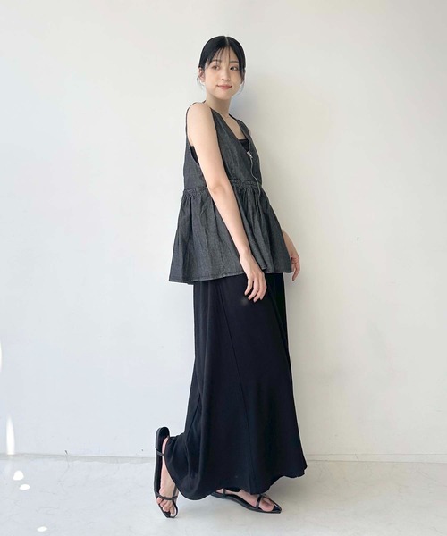 AS KNOW ベスト ジレ ○ぺプラムジップVネックベスト レディース