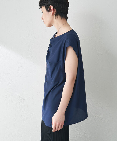 【Whim Gazette】サテンワッシャーノースリーブブラウス ウィムガゼット Whim Gazette サテンワッシャーノースリブラウス