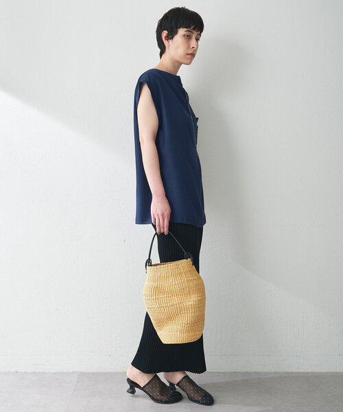 Whim Gazette ブラウス シャツ サテンワッシャーノースリーブ