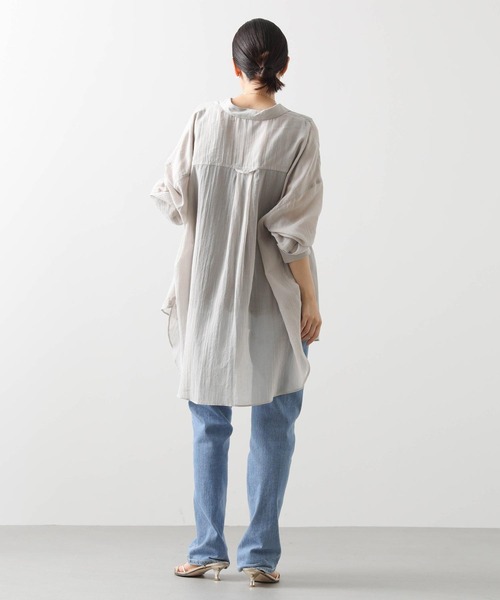 ブラウス シャツ washer asymmetry tuck blouse /ワッシャー加工アシンメトリータックカシュクール風ブラウス レディース washer asymmetry tuck blouse /ワッシャー加工アシンメトリー