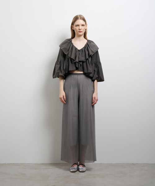 LANVIN en Bleu ブラウス シャツ 撥水速乾ナイロンラッフルブラウス