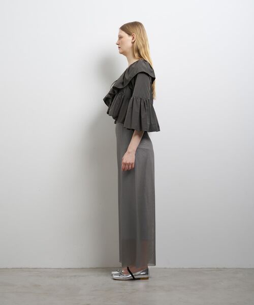 LANVIN en Bleu ブラウス シャツ 撥水速乾ナイロンラッフルブラウス