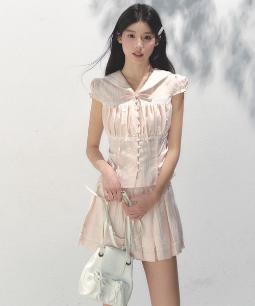 SunsetPark ブラウス シャツ セーラーカラー フリルブラウス SP25s088