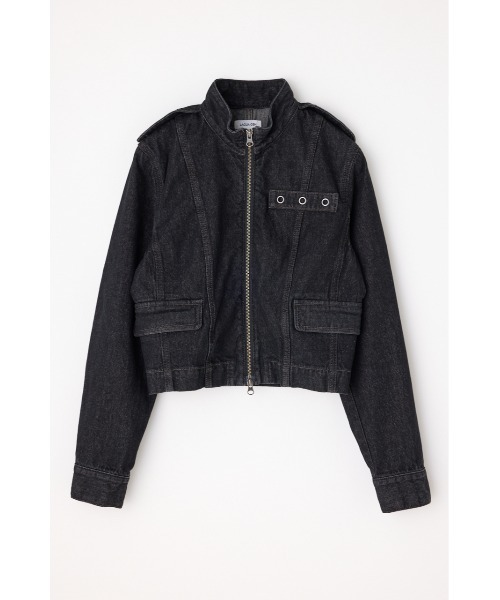 LAGUA GEM デニムジャケット gジャン STAND NECK ZIP レディース