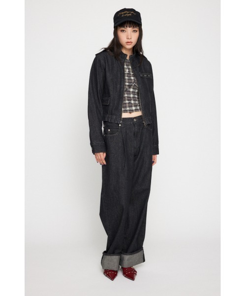 lagua gem デニムジャケット LAGUA GEM デニムジャケット gジャン STAND NECK ZIP レディース