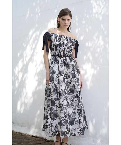 エステラケー　オフショルプリントリボンドレス Estella.K ワンピース Bianca Ribbon Dress オフショルプリント
