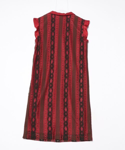 「VIVIENNE TAM」 レースノースリーブワンピース 38 レッド レディース_画像2