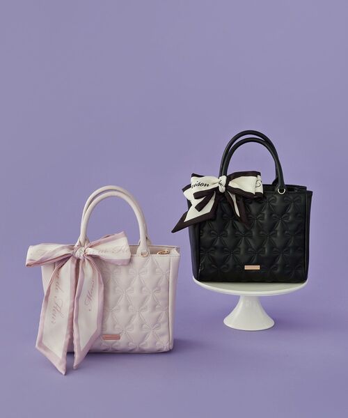 Maison de FLEUR トートバッグ スカーフ付きリボンキルティング
