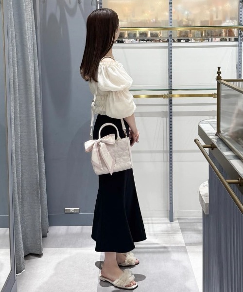 [即完売品]スカーフ付リボンキルティングトート Maison de FLEUR スカーフ付きリボンキルティング2Wayトート / Maison de FLEUR
