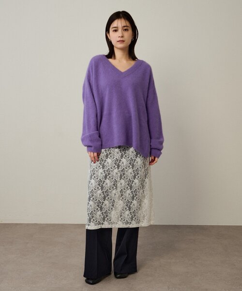 Omekashi（オメカシ） ニット セーター ファーウールVプルオーバー