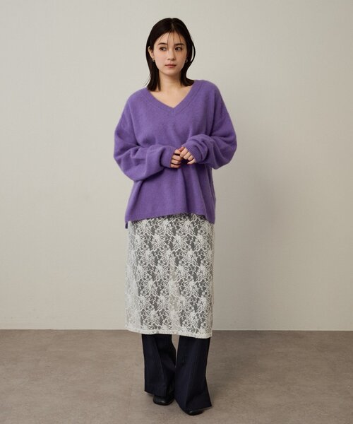 Omekashi（オメカシ） ニット セーター ファーウールVプルオーバー