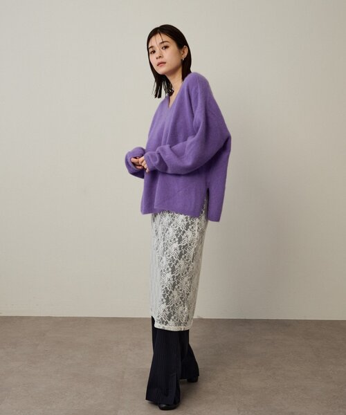 Omekashi（オメカシ） ニット セーター ファーウールVプルオーバー