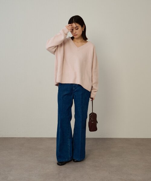 Omekashi（オメカシ） ニット セーター ファーウールVプルオーバー