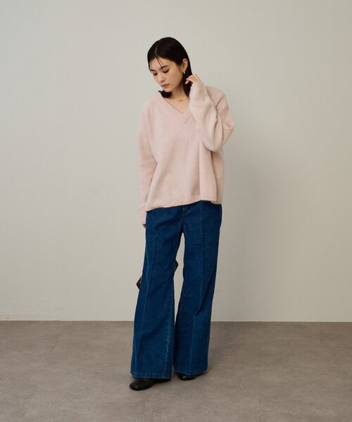 Omekashi（オメカシ） ニット セーター ファーウールVプルオーバー