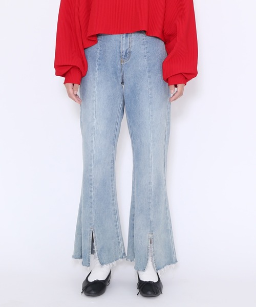 「PUNYUS」 加工ブーツカットデニムパンツ 4 ブルー系その他 レディース