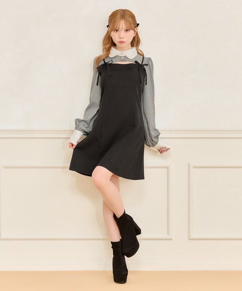 apres jour ダブルリボンキャミワンピース ショートボレロブラウス SET着用可能】ダブルリボンキャミワンピース（ワンピース