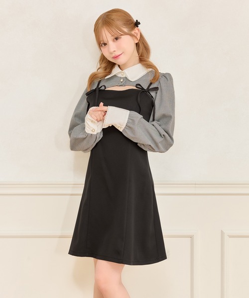 apres jour ダブルリボンキャミワンピース ショートボレロブラウス apres jour ワンピース 「SET着用可能」ダブルリボンキャミ