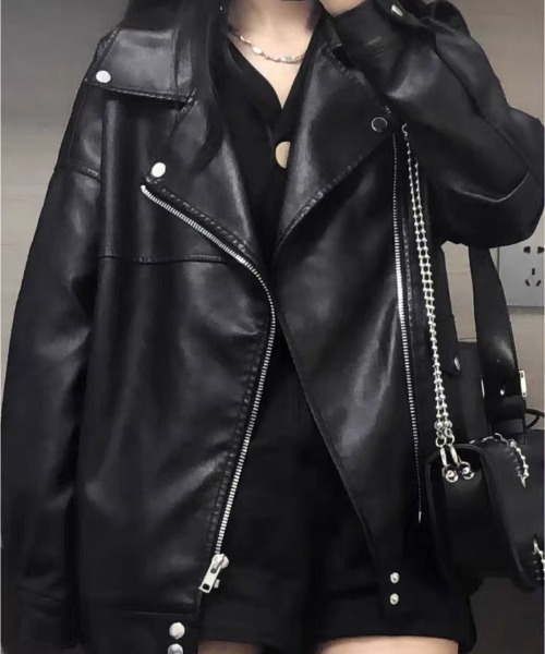 CELENA BEATS レザージャケット ライダース フェイクレザー ダブル