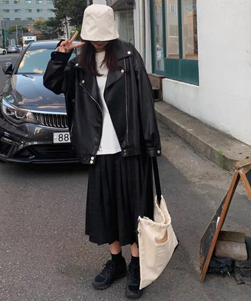 CELENA BEATS レザージャケット ライダース フェイクレザー ダブル