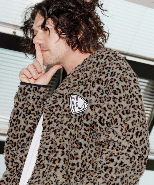 No Rain No Rainbow カーディガン mcg3701-leopard boa cardigan 