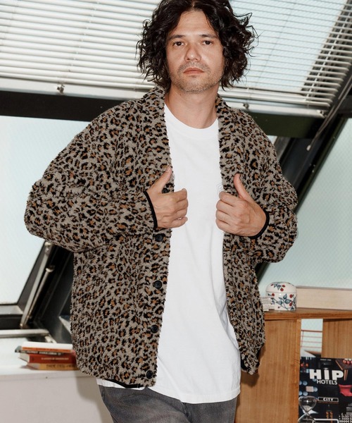 No Rain No Rainbow カーディガン mcg3701-leopard boa cardigan 