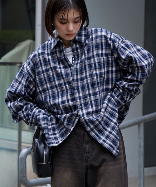 MONO-MART（モノマート） ブラウス シャツ オンブレチェック オーバー