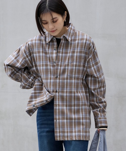MONO-MART（モノマート） ブラウス シャツ オンブレチェック オーバー
