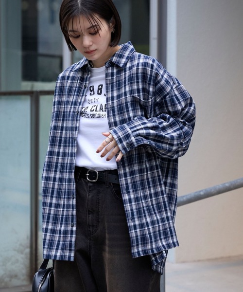 BEAUTY＆YOUTH 尾州ウールオンブレチェックシャツ Sサイズ ネイビー SHIPS: Shuttle notes レギュラーカラー オンブレチェック 長袖