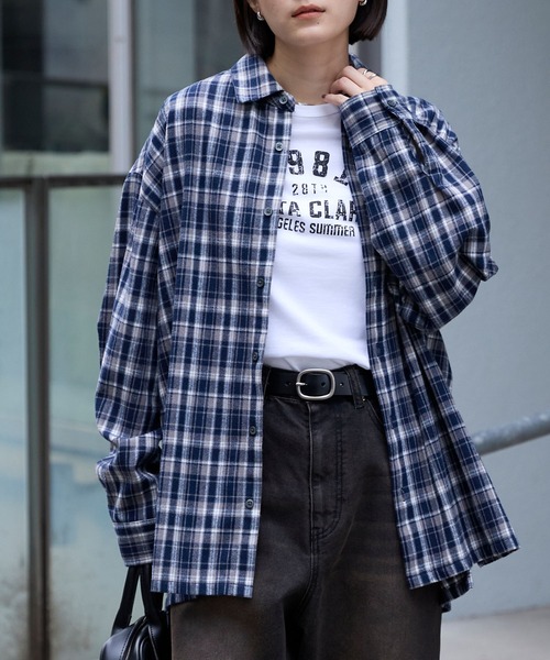 MONO-MART（モノマート） ブラウス シャツ オンブレチェック オーバー