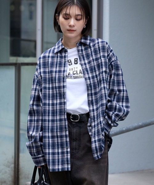 MONO-MART（モノマート） ブラウス シャツ オンブレチェック オーバー