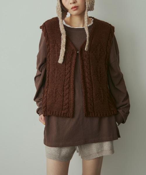 ベスト/ジレ Cable Knit Vest full/fill. ベスト ジレ cable knit vest / ケーブルニットベスト