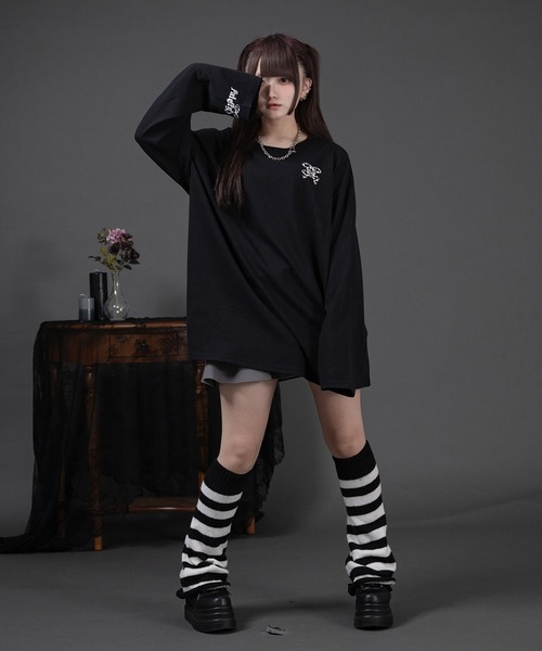 【Eve】Smile プリント 長袖Tシャツ/5部丈/ブラック/L Pal elfy tシャツ バックプリントロンT レディース : ZOZOTOWN Yahoo
