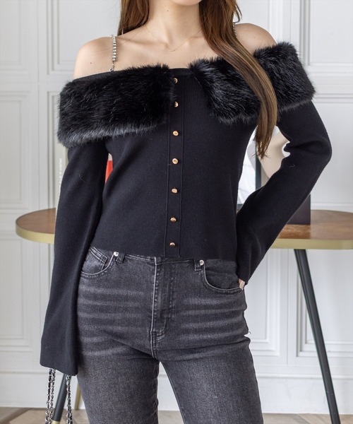 フリル付きオフショルダー トップス グレー GRL オフショルダー フリル グレー トップス - メルカリ