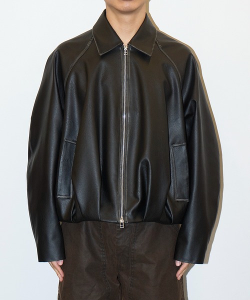 CONZ ブルゾン アウター BALOON ZIP UP JACKET FAUX LEATHER メンズ