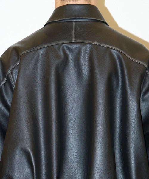 CONZ ブルゾン アウター BALOON ZIP UP JACKET FAUX LEATHER メンズ